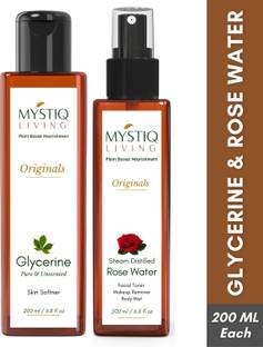 Mystiq Living Rose Water and Glycerine | 100% Pure and Natural | For Face and Skin Face Wash