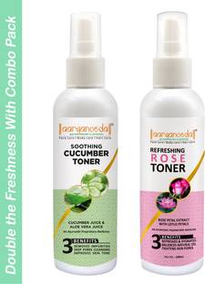 Aaryanveda Rose Toner & Cucumber Toner Skin Hydration Brightening Tightening Face Cleanser Face Wash