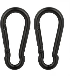 YMD 2 Pc Black Snap Hook Safety Lock Cable Attachment for Weight-Lifting Climbing Pulley