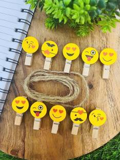 Sahej Enterprises Wooden paper clips Emojis Small Wood Paper clips