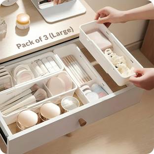 FORWAY (Pack Of 03) Retractable Sundries Sorting Storage Box Drawer Divider