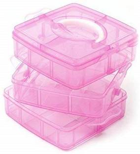 TINSUHG 3 layer 18 grid plastic transparent jewelry storage box case for earring Closet Divider