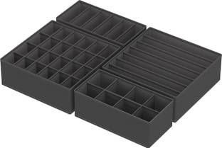 BlackBoxes Closet Underwear Organizer Drawer Divider 4 Set, Black Closet Divider