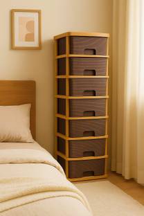 MAXTID 7 Brown Nakoda Plastic Cosmetic&Make-up Organizer Drawer Standing Cabinet Drawer Divider