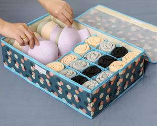 Pinkmpire 17 Grid Undergarments collapsible drawer dividers wardrobe storage Fabric closet