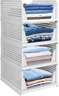 ZZ ZONEX Rectangular Cupboard for Kitchen, Home and Bathroom (White) (Pack of 4 ) Closet Divider