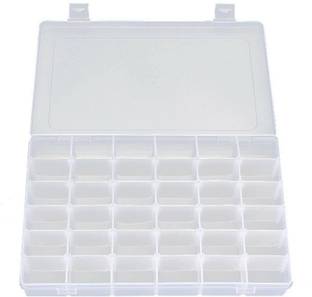 Nelinho 36 Grid Transparent Plastic Box with Adjustable Partitions for Storing Jewellery, Manicure, Make-up Tols Closet Divider