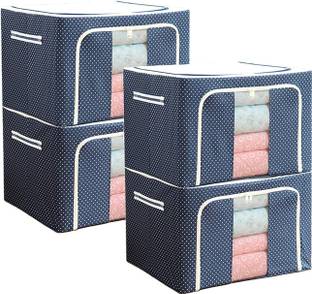 Friza Cloth Organizer Storage Box, Foldable (66 Ltr) - Pack Of 4 Closet Divider