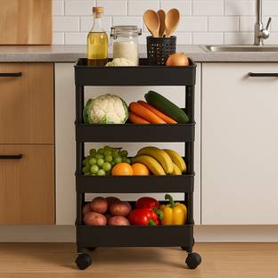 Surety for Safety 4 Tier Multi Purpose Storage Organizer Rack for Home Plastic Kitchen Trolley Drawer Divider