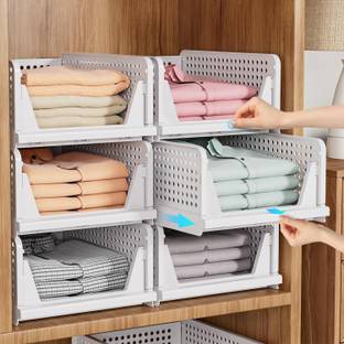 VRPRIME Large Wardrobe Cloth Organizer for Storage Cupboard Organizer Rack for Clothes PP Collapsible Wardrobe