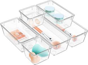 BAREPEPE 6 Compartments Plastic Desk Drawer Organizer