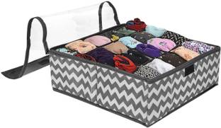 PrettyKrafts Folding Rectangular Drawer Organizer, with Lid, (20 Grids, Waves Black) Closet Divider