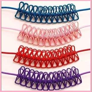 Fitaza Cloth Handling 2Hooks Drying Rope 12Clips Portable Outdoor,Travel Clothes Clip02 Plastic, Steel Cloth Clips