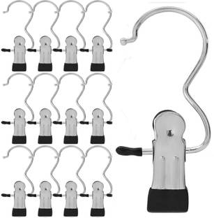GOPINATH AUTOLINK 12PCS laundry cloth hook pin for Closet,Bulk Hanger Clips for Closet Stainless Steel Cloth Clips