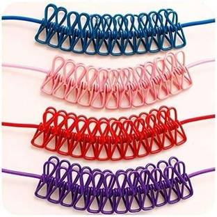 Midova Cloth Handling 2 Hooks Drying Rope 12 Clips Portable Outdoor Travel Clothes Line Plastic Cloth Clips