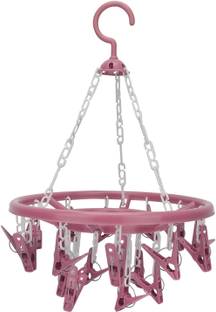 KOGENT ENTERPRISES Plastic Ceiling Cloth Dryer Stand Plastic Cloth Drying Stand Hanger with 16 Clips/pegs, Baby Clothes Hanger Stand