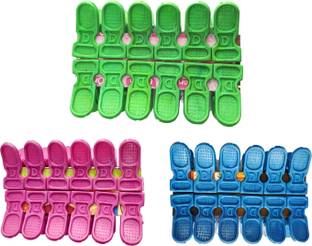 VarietyZone Variety Zone Plastic Cloth Handing Clips Set Pack of 36Pcs Pink Blue Green Plastic Cloth Clips