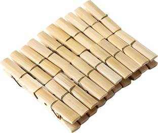 HOMELEE DEKOR 20 Pcs Heavy Duty Non Rust Natural Bamboo Clips Drying Cloths Laundry Hanging Wooden Cloth Clips