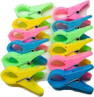 dhanak (4Dozen) Cloth Drying/Hanging Pegs/Cloth Clips_Anti-Rust_Non-Slip Plastic Cloth Clips