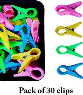 DRY LINE Cloth Drying Clips with Storage Box Big Heavy Duty Chimti Hanger Pegs Plastic Cloth Clips