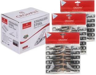 CROMPIN Multipurpose Stainless Steel Clips/Clothes Pegs. Premium Quality, Design & Size. Stainless Steel Cloth Clips