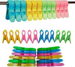 Shivarth Hanging Clothes Clip Cloth Drying Clothes (36Pcs) Assorted Color Plastic Cloth Clips