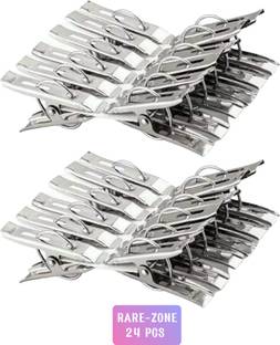 RARE-ZONE 24 Pcs For Drying Clothes| Peg Stainless Steel Cloth Clips