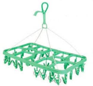 KOGENT ENTERPRISES Cloth Hanger with 32 Clips Laundry Plastic Clothes Hanger Plastic Scarf Hanger For  Scarf
