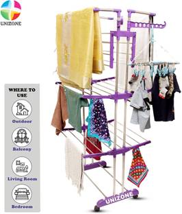 Unizone Steel, Aluminium, Plastic Floor Cloth Dryer Stand - 12 Month Warranty - Stainless Steel cloth Rack DV3J - 01