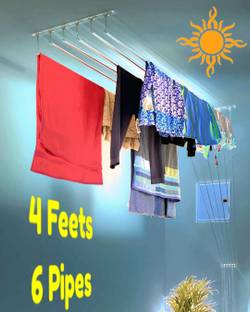 ATM Enterprises Steel Ceiling Cloth Dryer Stand 4 Feet 6 Pipes set with Metal Channel(Extra Cones & Caps)