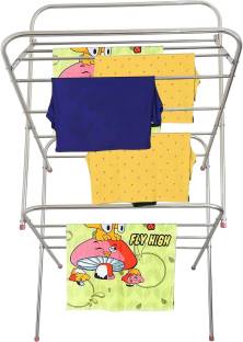 SMART SLIDE Steel Floor Cloth Dryer Stand Heavy Duty Stainless Steel Collapsible Cloth Dryer Stand/Double Rack Foldable Cloth Stands for Drying Clothes/2 Layer Laundry Cloth Drying Rack for Indoor/Outdoor/Balcony