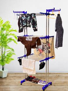 TNC by TNC Steel, Plastic, Aluminium Wall Cloth Dryer Stand T-CDS-3TIER-B2SS-0218