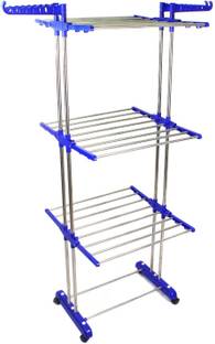 TNC Steel, Plastic Floor Cloth Dryer Stand T-DOUBLE POLL- B2SS-3T-KR