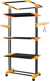 PARASNATH Steel, Plastic Floor Cloth Dryer Stand P-03-Pole-BlackOrange-Luxury