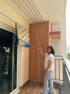 melal Steel Ceiling Cloth Dryer Stand ( 6 feet x 6Pipes )individual drop down Pipes with UV protected Durable Rope