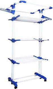 Shree Enterprises by Shree Steel Floor Cloth Dryer Stand Shree SUPER JUMBO CLOTH DRYING STAND PVC, Heavy Duty, Foldable, Blue Color, Towel Stand- Blue