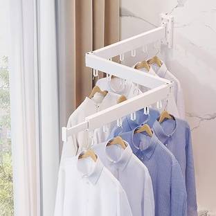 JAMBUVANTI Aluminium Wall Cloth Dryer Stand Retractable Collapsible Laundry Drying Rack Wall Mount, Space Saver Clothes Rack