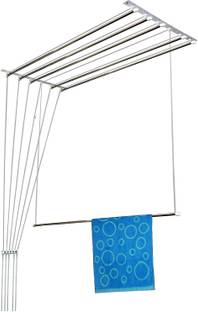 Hang N Dry Steel Ceiling Cloth Dryer Stand Mounted Steel Clothes Drying Rack with Adjustable Pulley System (4feet x 6rod)