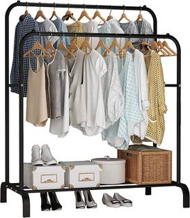 IRIS Steel Floor Cloth Dryer Stand Multipurpose Clothes Rack with Bottom Shelf