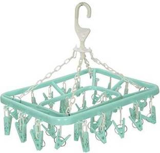 Collectrio Plastic Ceiling Cloth Dryer Stand Plastic Ceiling Cloth Dryer Stand 24 Clothes Clip Laundry Clothesline Hanging