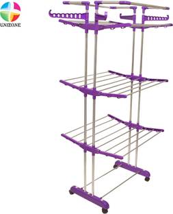 Unizone Steel, Plastic Floor Cloth Dryer Stand Jumbo Cloth Drying Rack | Heavy Duty, Foldable & Rustproof Dryer stand for Home