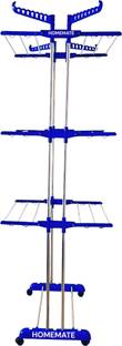 HomeMate Steel, Plastic Floor Cloth Dryer Stand H-CDS-DOUBLE POLL- B2SS- 3T