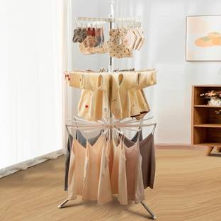 ADA Plastic Floor Cloth Dryer Stand | Premium Tripod Clothes Drying Rack with 24 Clips and 32 Towels Bars