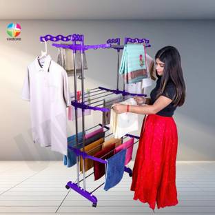 Unizone Steel, Aluminium, Plastic Floor Cloth Dryer Stand 12 Month Warranty Cloth Stand Dryer Rack T-CDS-4TIER-JB2SS-0103 (4 Tier)
