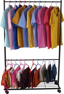 D&V ENGINEERING Steel Floor Cloth Dryer Stand Heavy Duty Cloth Hanger Rack With Wheel, Garment Rack, Drying Rack