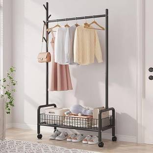 LEOPAX Steel Floor Cloth Dryer Stand Garment Rack Free-Standing Rail with Single Pole Coat Hanger