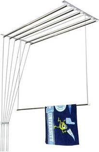 Flipkart SmartBuy Steel Ceiling Cloth Dryer Stand 6 Pipe X 6 Feet UV Protected Nylon Ropes Individual dropdown Cloth Drying Stand