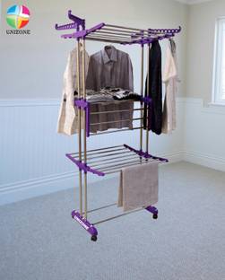 Unizone Steel, Plastic Floor Cloth Dryer Stand Big Size In Stainless Steel Folding 12 Month Warranty Cloth Dryer Stand