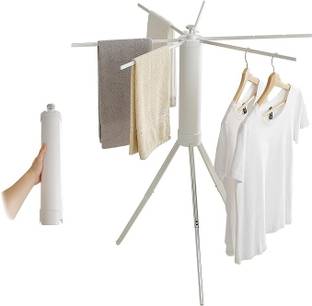Clefairy Aluminium Floor Cloth Dryer Stand Tripod Clothes Drying Rack – Foldable Laundry Stand, Indoor & Outdoor
