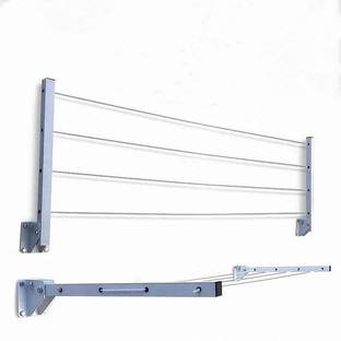 glitz Steel Wall Cloth Dryer Stand Foldable Wall Mount Clothes drying Rack 4 Wire with Free Clothesline